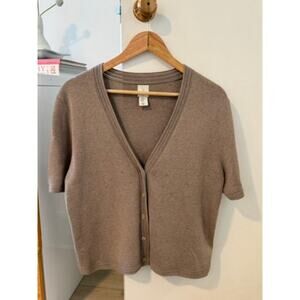 Joie Taupe Short Sleeve Cardigan Sweater ✨